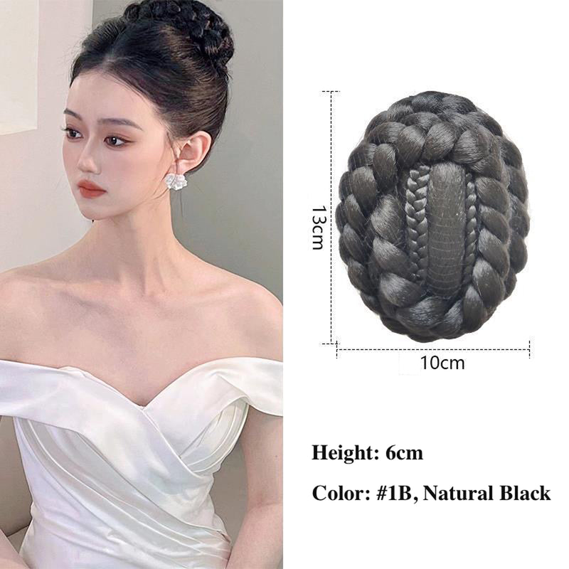 VAVANGA Large Size Braided Hair Bun Hairpiece Bride Hair Bun Clip in Synthetic Hair Updo Twisted Chignon Bun Ponytail Hair Extensions Hair Donut China Buns Hair Piece for Women