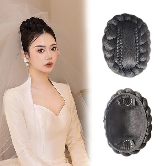 VAVANGA Large Size Braided Hair Bun Hairpiece Bride Hair Bun Clip in Synthetic Hair Updo Twisted Chignon Bun Ponytail Hair Extensions Hair Donut China Buns Hair Piece for Women