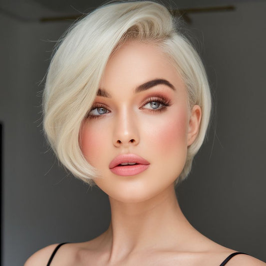 Blonde Human Hair Pixie Cut Bob Wig Lace Frontal 13x4 for Black Women