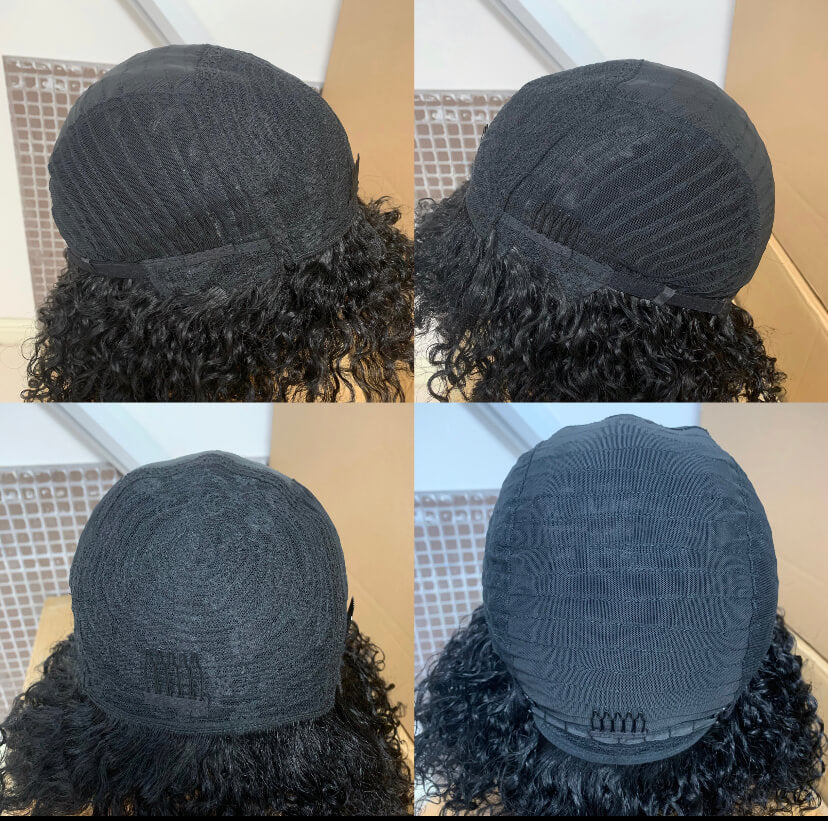 Brown Highlight Afro Wig Human Hair Short Afro Kinky Curly Wig for Black Women