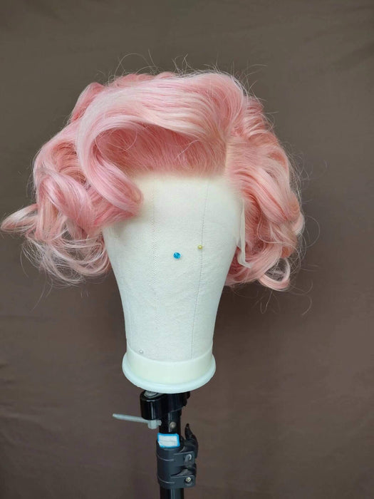pink wave pixie cut wig human hair