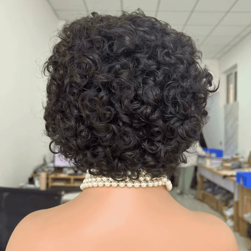 Short Curly Pixie Human Hair Wigs Lace Frontal for Black Women-2