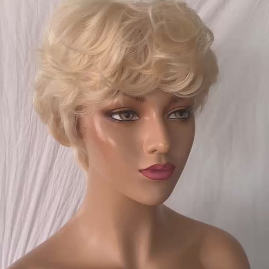 Blonde Pixie Cut  Lace Frontal Natural Wave 13x4 Brazilian Hair for Black Women