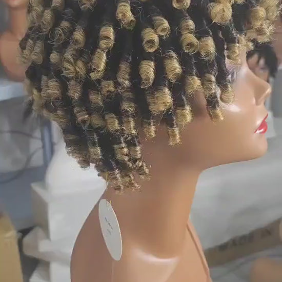 Short Braided Wigs Human Hair Dreadlock Wig Ombre Twist Braids Wig for Black Women