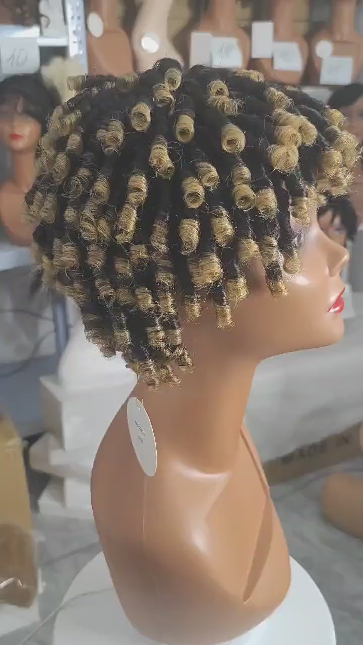 Short Braided Wigs Human Hair Dreadlock Wig Ombre Twist Braids Wig for Black Women