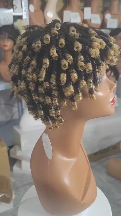 Short Braided Wigs Human Hair Dreadlock Wig Ombre Twist Braids Wig for Black Women