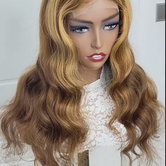 Highlight 4x4 Lace Closure Wig Body Wave Human Hair for Black Women