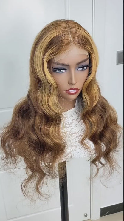 Highlight 4x4 Lace Closure Wig Body Wave Human Hair for Black Women