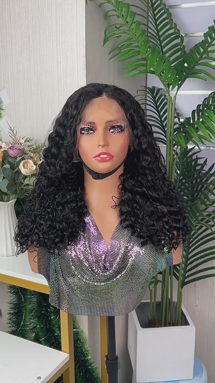 13X4 SDD Water Wave Curly Human Hair Glueless Wig 300% Density for Black Women