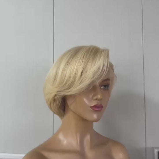 Short Blonde Pixie Cut Bob Wig Lace Frontal 13x4 Brazilian Hair for Black Women