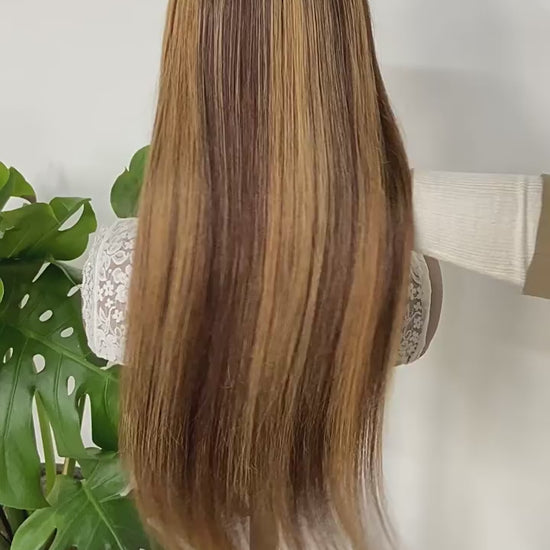 Highlight 4x4 Lace Closure Wig Straight Human Hair for Black Women