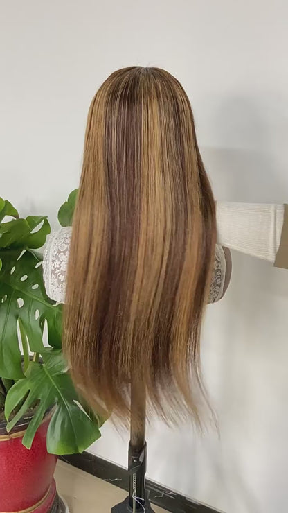 Highlight 4x4 Lace Closure Wig Straight Human Hair for Black Women