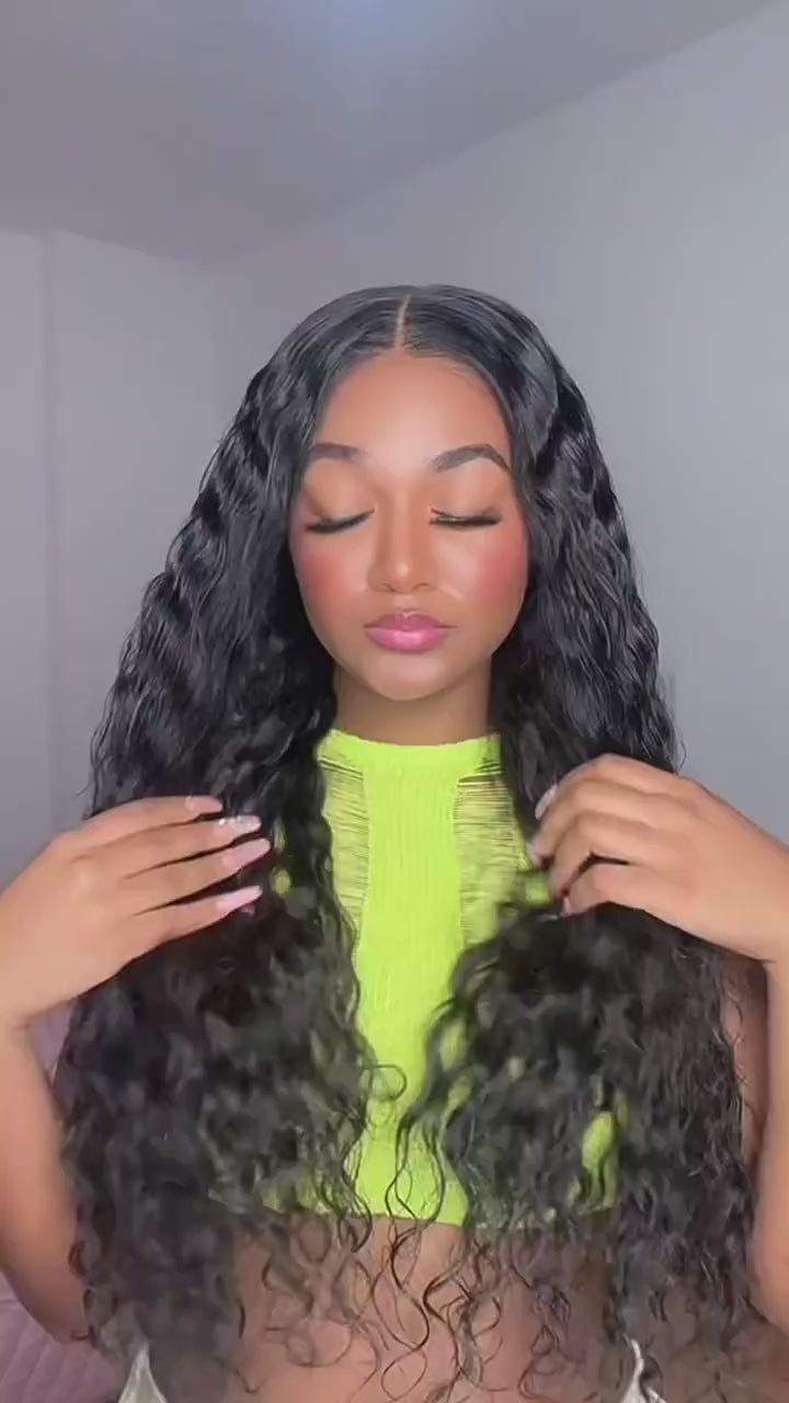 5x5 Lace Closure Wig Water Wave Human Hair 150% Density for Black Women