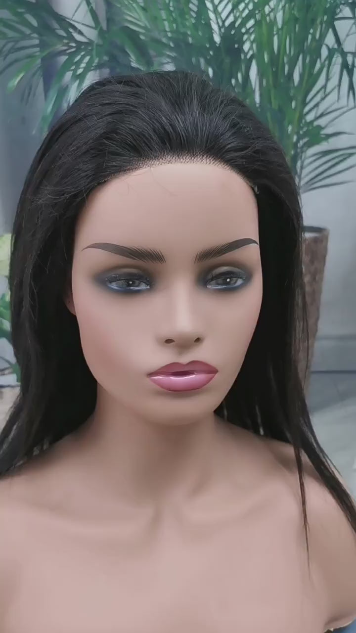 glueless 4x4 lace closure straight human hair wig 