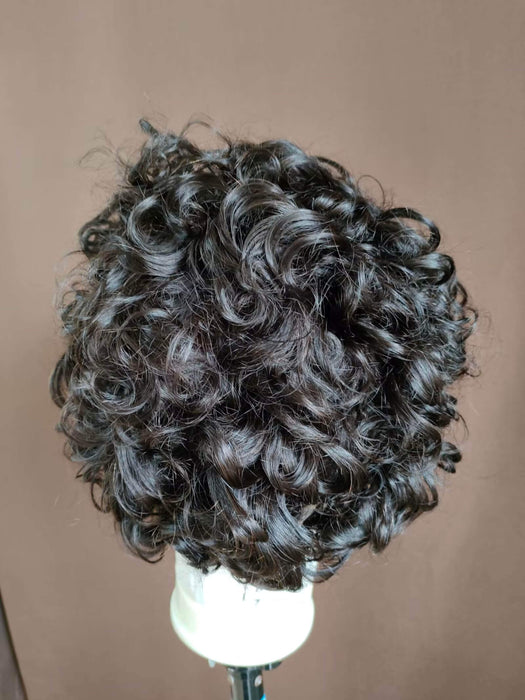 short black curly human hair lace wig pixie cut