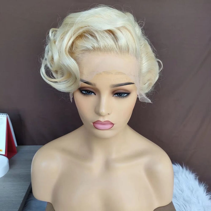 short blonde pixie cut wig human hair
