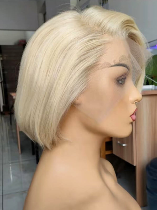 Side Part Blonde bob Wig Lace Frontal Brazilian Hair for Black Women-4