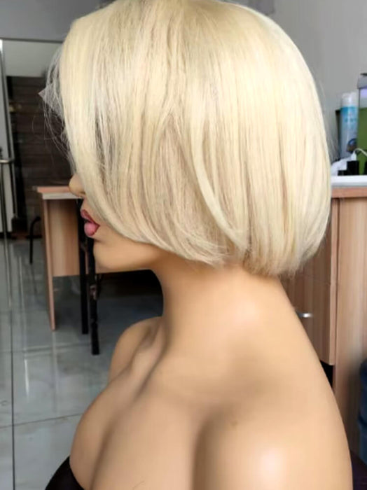 Side Part Blonde bob Wig Lace Frontal Brazilian Hair for Black Women-5