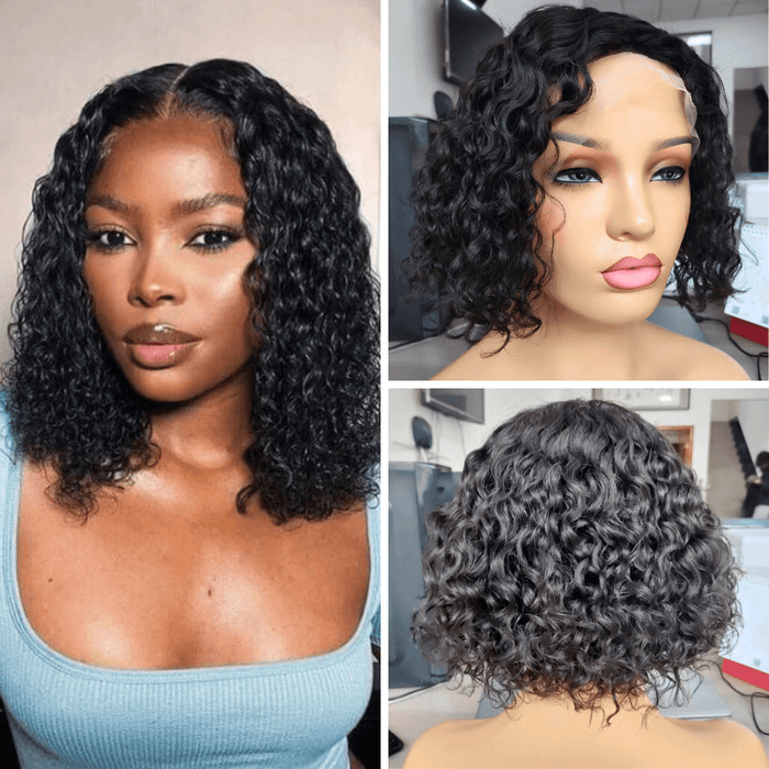 Deep Wave Bob Human Hair Lace Front Wig 13x6 for African American-main