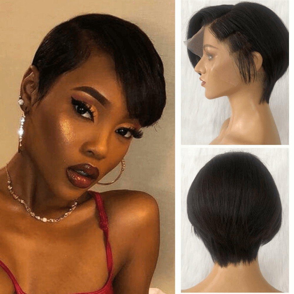 Short Bob Straight Pixie Cut Wig Human Hair 13x4 Lace for Black Women-main