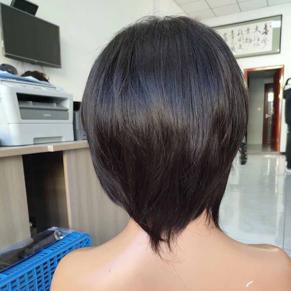 100% Human Hair Short Pixie Wigs Straight Lace Frontal Wig for Black Women