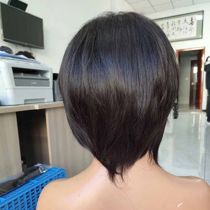 100% Human Hair Short Pixie Wigs Straight Lace Frontal Wig for Black Women