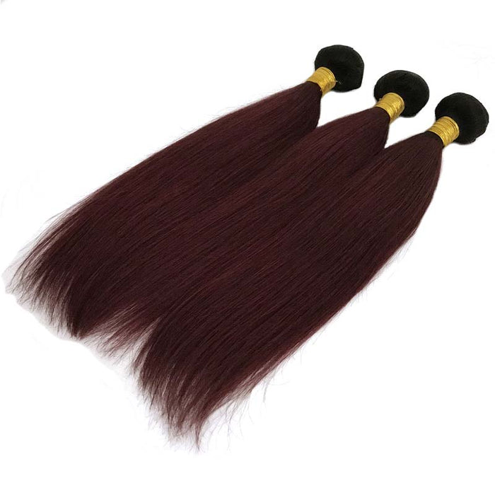 #1b99J ombre wine red human hair bundle for African American