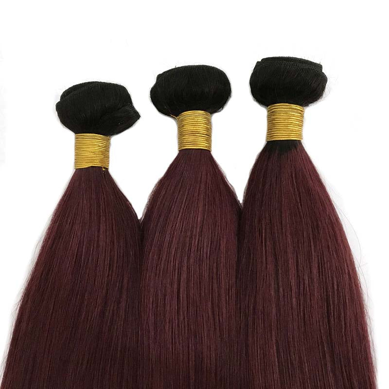 1b99J ombre human hair bundles straight for African American