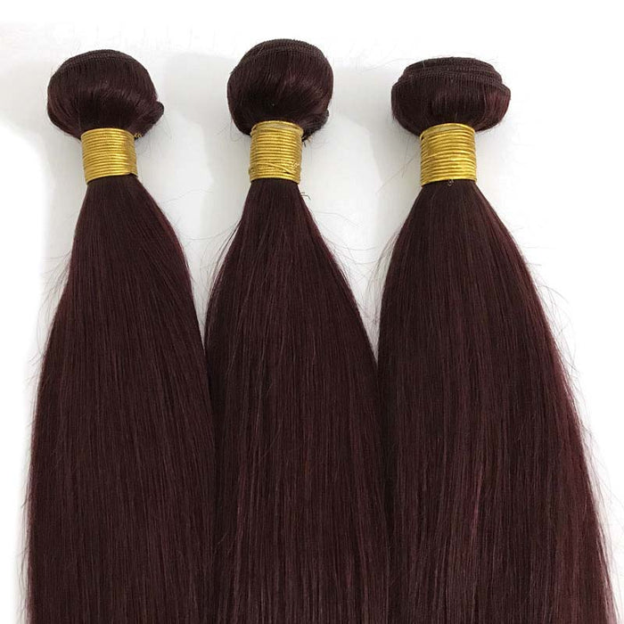 wine red human hair straight 99J color 