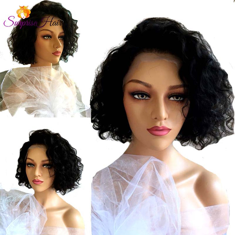 Middle Length Wave Bob Lace Wig Human Hair for Black women