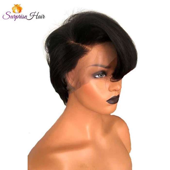 black Short Pixie Cut Full Lace Wig for african american  women 