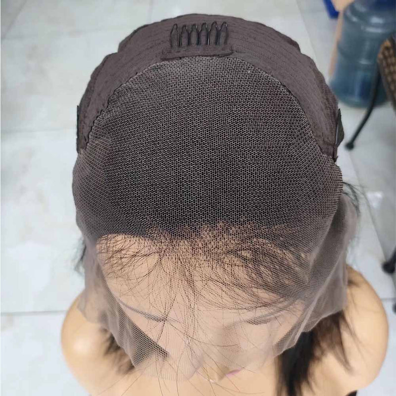 100% Human Hair Short Pixie Wigs Straight Lace Frontal Wig for Black Women