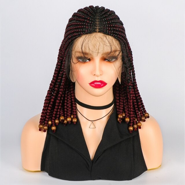 Perruque Bob courte tressée de 14 pouces, cheveux synthétiques tressés pour femmes noires 
