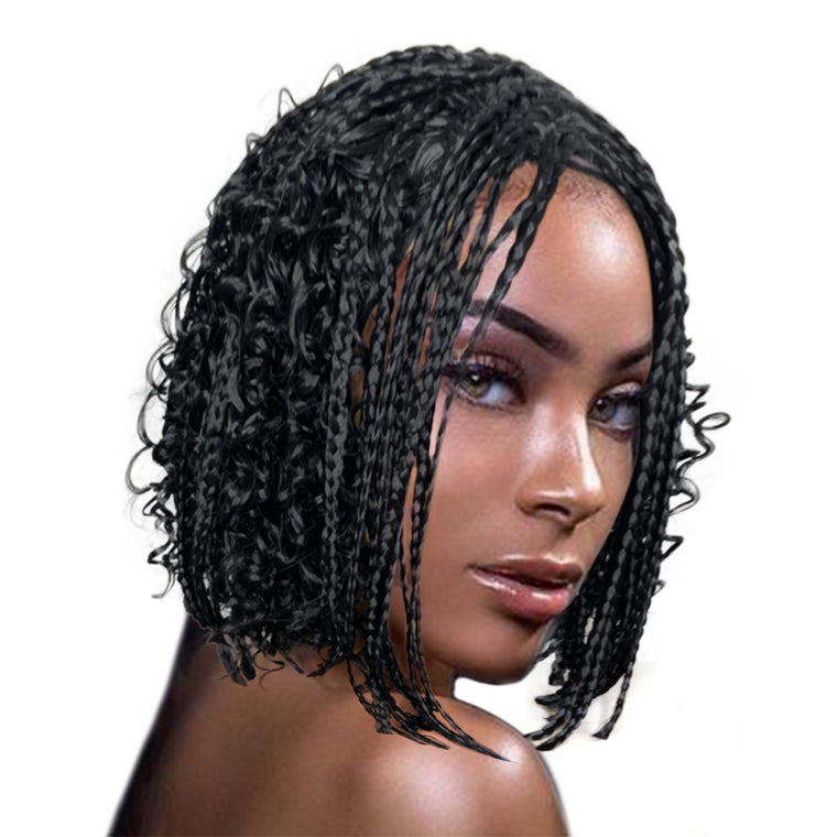 Braided Wigs for Black Women, Conrow Weave Human Hair Lace Front Box Braids,  Wig for Women, Short Bob Hair, Best Wig, African Braids Wig 