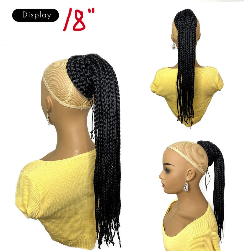 18-inch-braided-drawstring-ponytail hair extension for black women