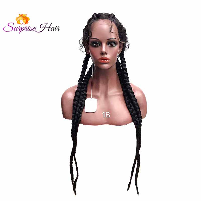 1Bblack cornrow braided lace wigs for African American