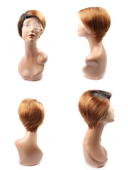 T1B30 ombre Pixie Cut Human Hair Wig