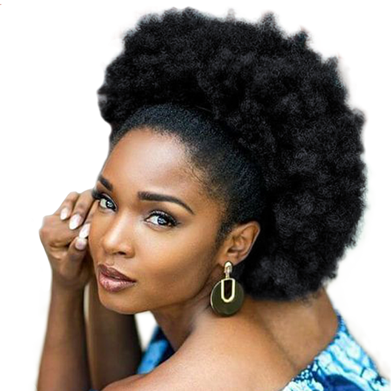 12inch Super Large Afro Puff Ponytail Afro Kinky Bun High Puff for Black Women Media 1 of 7
