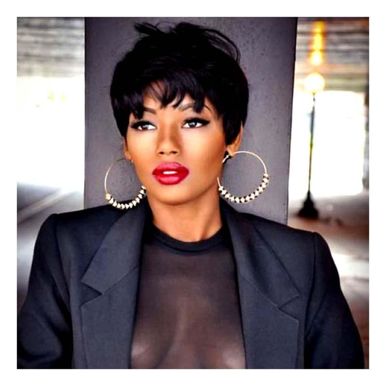 Best Straight Pixie Cut Lace Frontal Wig Human Hair for African American