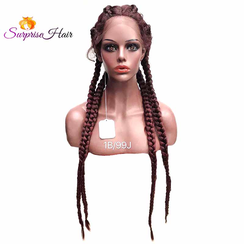 1b99J cornrow braided wig for black women_