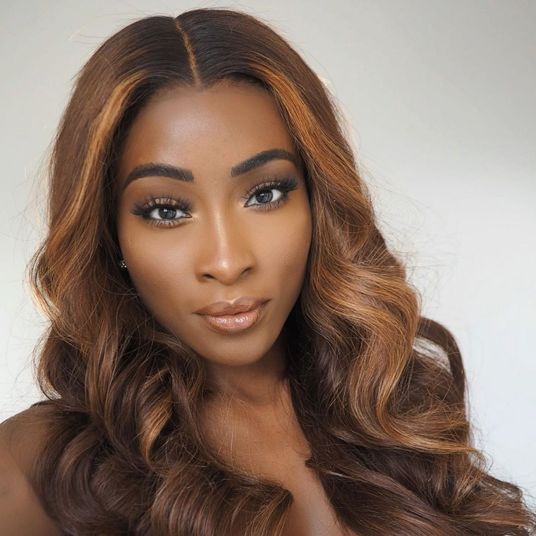 Higlight Color Loose Wave Human Hair Lace Wig for Black Women
