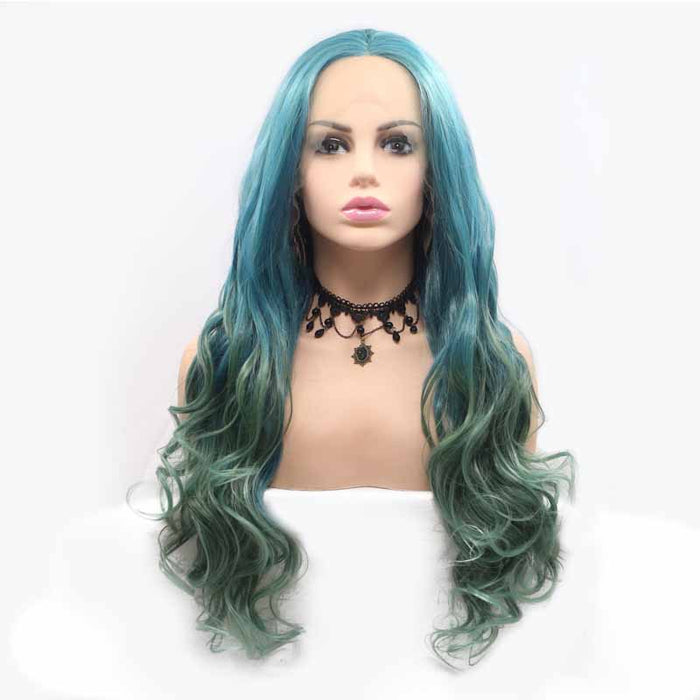 Blue Green Synthetic Wig Body Wave 24inch