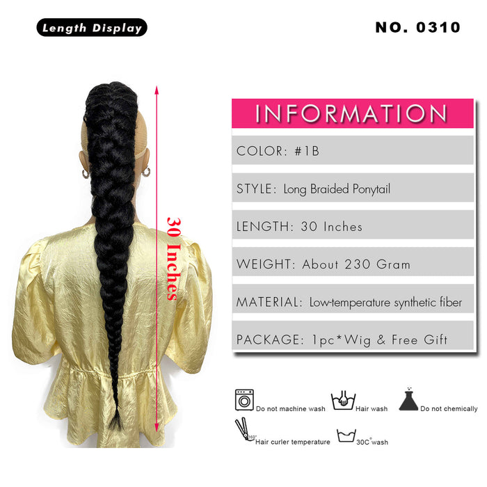 Long Braided Ponytail Extension 30inch Fishtail Braid Ponytail for Women