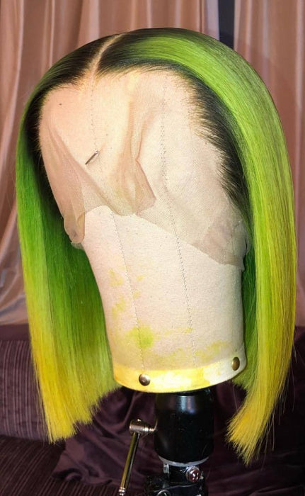 black and green ombre wig
