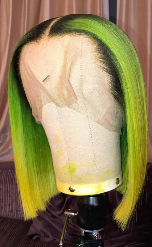 black and green ombre wig