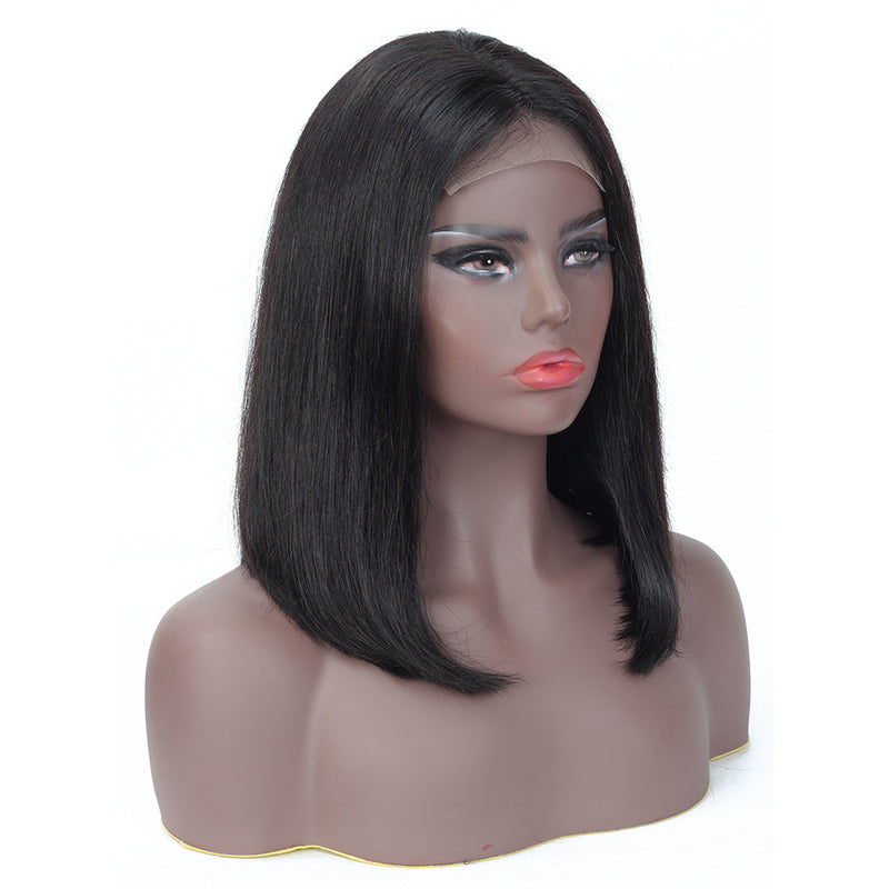 Middle Part 4x4 Lace Closure Bob Wig Human Hair for African American