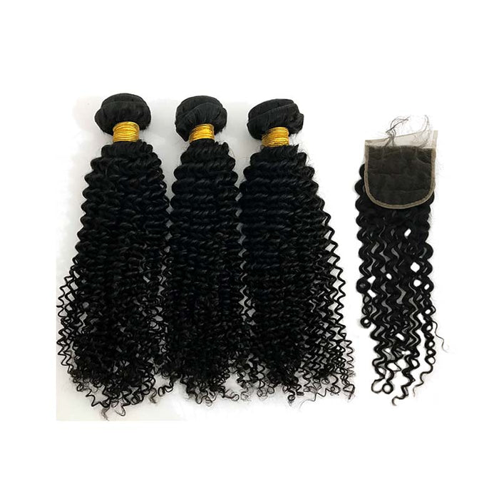 kinky curl hair 3pc with closure 