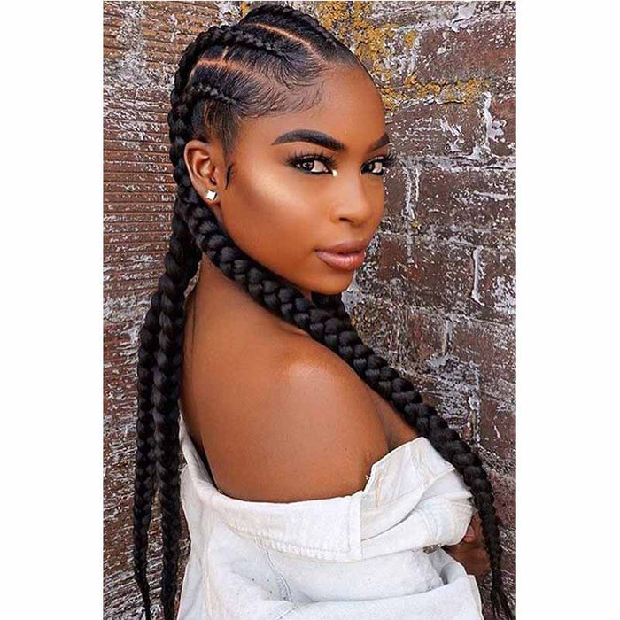 Black cornrow braided wig for black women
