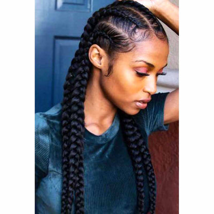 Black long cornrow braided lace wig for black women
