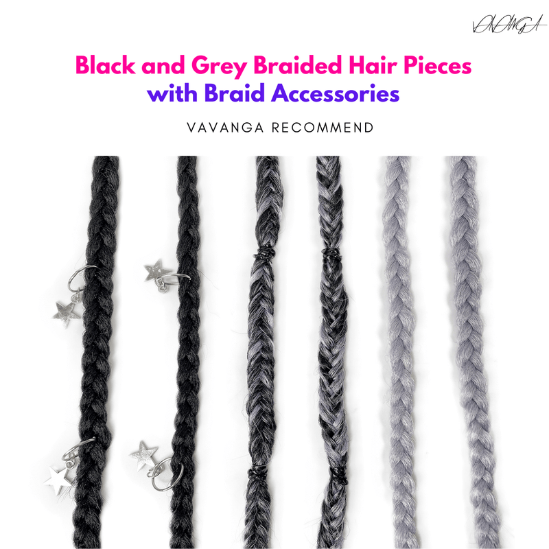 VAVANGA 12inch Box Braid Hair Extensions 6pcs grey clip-in braid Ponytail –  SurpriseHair